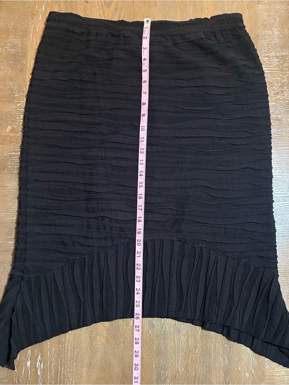 Black Textured High-Low Skirt